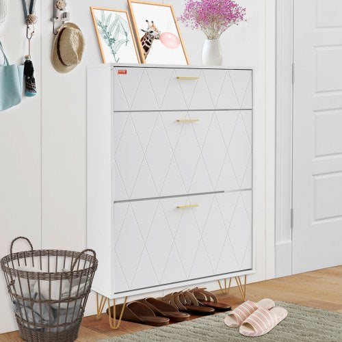 Shoe Cabinet with 3 Flip Drawers Shoe Storage Cabinet for Entryway Free