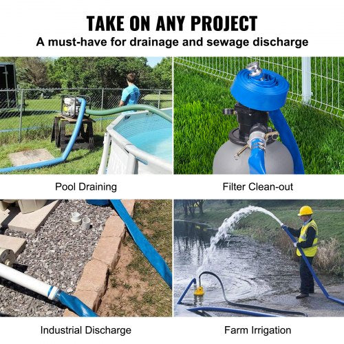 Pool Drain Hose 2 inch by 50 ft Durable PVC Material Includes Aluminum