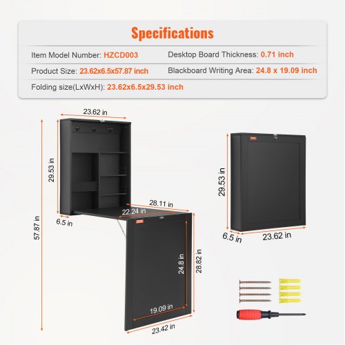 Wall Mounted Desk Fold out Convertible Desk MultiFunction Folding Wall