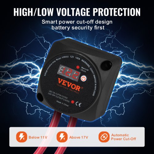 Dual Battery Isolator Kit 12V 140Amp Manual and Auto Modes VSR Voltage