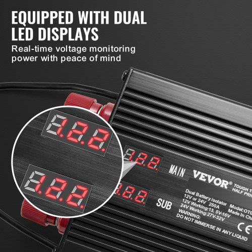 250 AMP Dual Battery Smart Isolator 12V24V Universal VSR Voltage