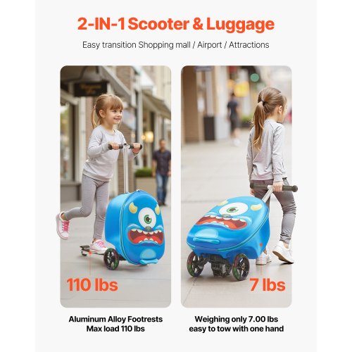 Rideon Luggage 20 L Capacity 20 Inches Kids Scooter Suitcase with Flash
