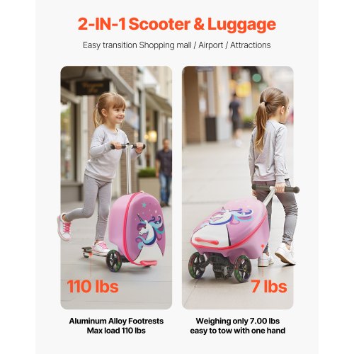 Rideon Luggage 20 L Capacity 20 Inches Kids Scooter Suitcase with Flash