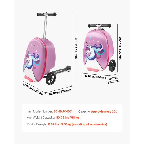 Rideon Luggage 20 L Capacity 20 Inches Kids Scooter Suitcase with Flash