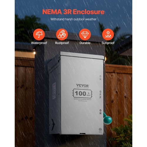 100A Generator Transfer Switch 24000W Manual Transfer Switch Heavy Duty