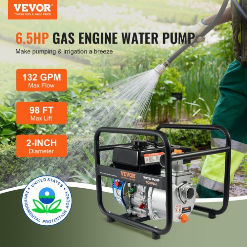 Gasoline Powered Trash Pump 2 in50 mm 65HP 132 GPM 4Stroke Gasoline
