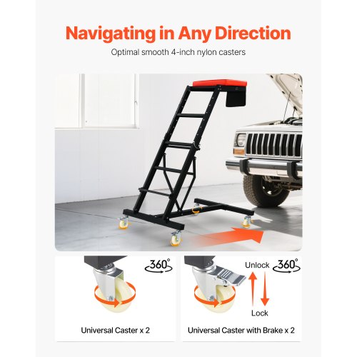 Automotive Top Creeper with Adjustable Height 496 to 756 400 LBS