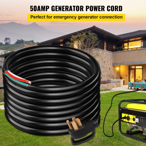 25 50A RV Camp Power Cord Generator Cord 63 81 AWG NEMA 1450P to Bare Wire