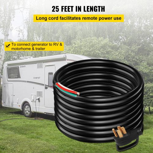 25 50A RV Camp Power Cord Generator Cord 63 81 AWG NEMA 1450P to Bare Wire
