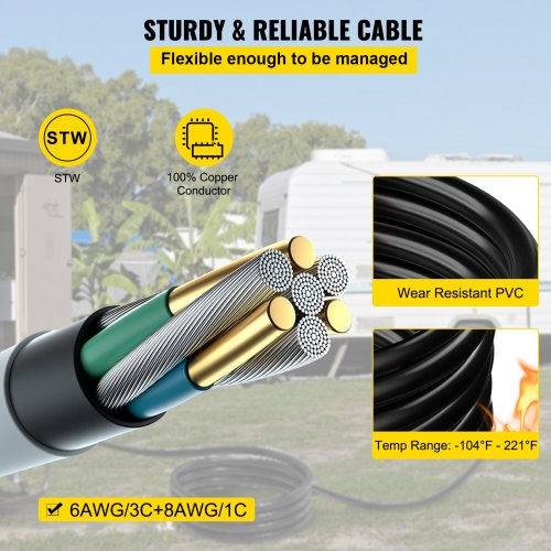 30FT Generator Power Cord 50Amp 125250volt 1450P to CS6364 Locking Connector