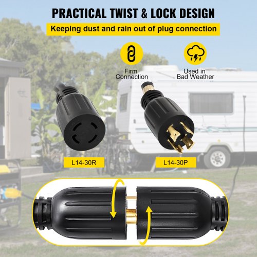 Generator Extension Cord 40 Foot 10 Gauge Extension Wire 30 Amp SJTW Cable
