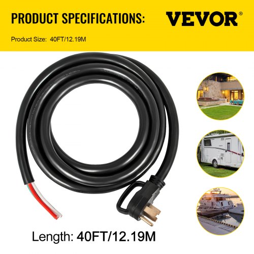 40 50A RV Camp Power Cord Generator Cord 63 81 AWG NEMA 1450P to Bare Wire
