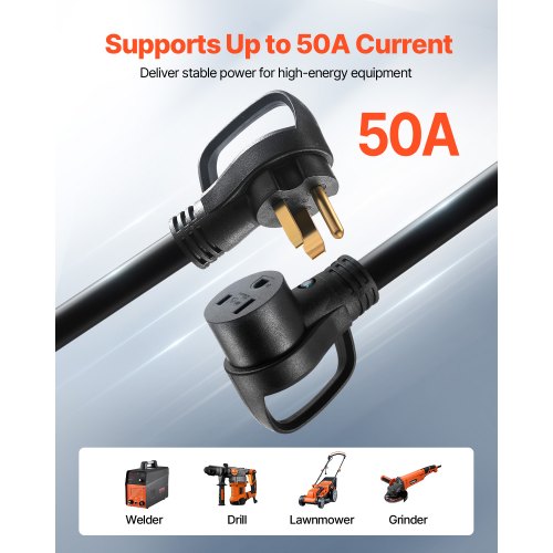 50Amp Generator Extension Cord 50 Foot 250 Volts 12500 Watts Heavy Duty