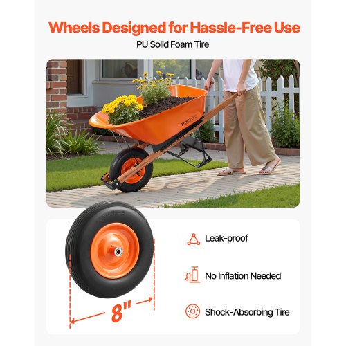 Wheelbarrow Cart 6 Cu Ft Load 330 lbs Capacity One Wheel Garden Dump
