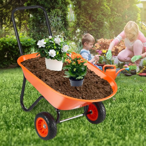 Wheelbarrow Cart 5 Cu Ft Load 397 lbs Capacity 2 Wheels Garden Dump