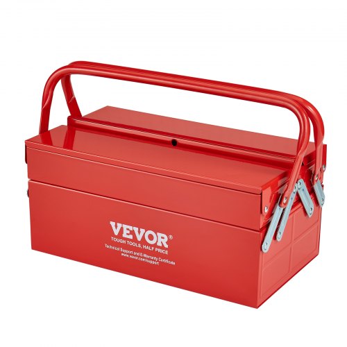 Metal Tool Box 14inch 2Tier 3Tray Portable Folding Tool Chest Organizer