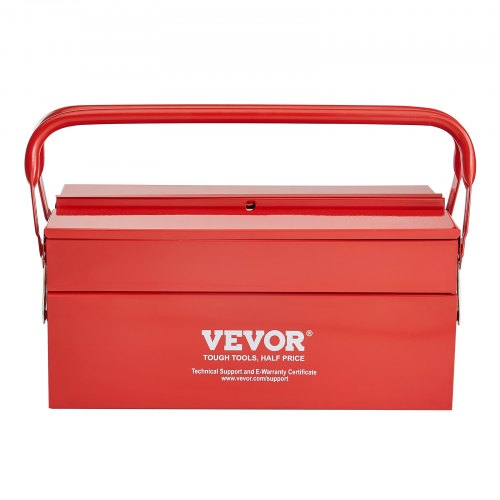 Metal Tool Box 14inch 2Tier 3Tray Portable Folding Tool Chest Organizer