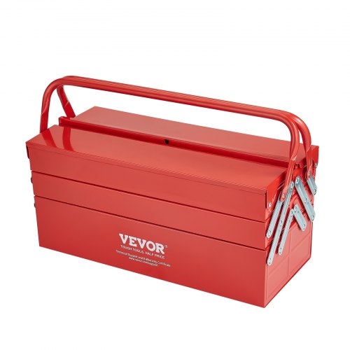 Metal Tool Box 18inch 3Tier 5Tray Portable Folding Tool Chest Organizer
