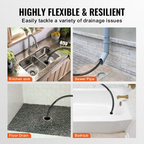 Drain Cleaning Cable 66 FT x 58 Inch Professional Sectional Drain Cleaner