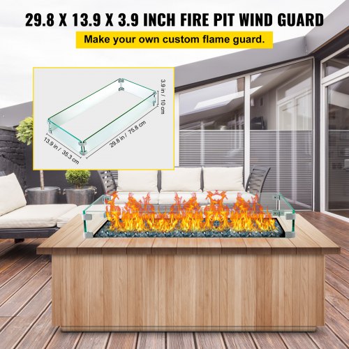 Fire Pit Wind Guard Fire Pit Tempered Glass Wind Guard Fence 295 x 136 x