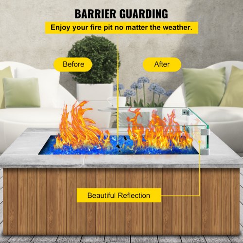 Fire Pit Wind Guard Fire Pit Tempered Glass Wind Guard Fence 295 x 136 x