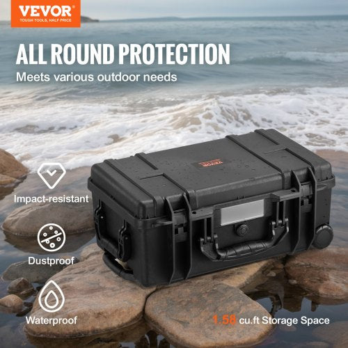 158 Cuft Weatherproof Hard Case with Retractable Pull Handles Wheels –