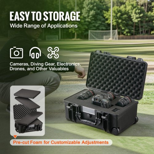 158 Cuft Weatherproof Hard Case with Retractable Pull Handles Wheels –