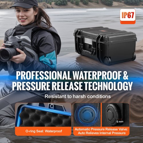 158 Cuft Weatherproof Hard Case with Retractable Pull Handles Wheels –