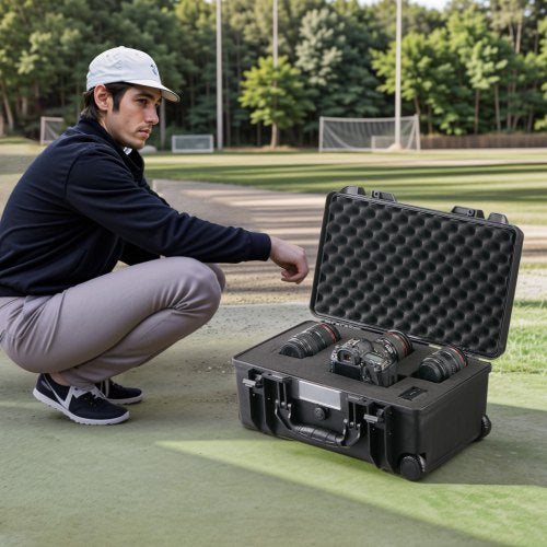 158 Cuft Weatherproof Hard Case with Retractable Pull Handles Wheels –