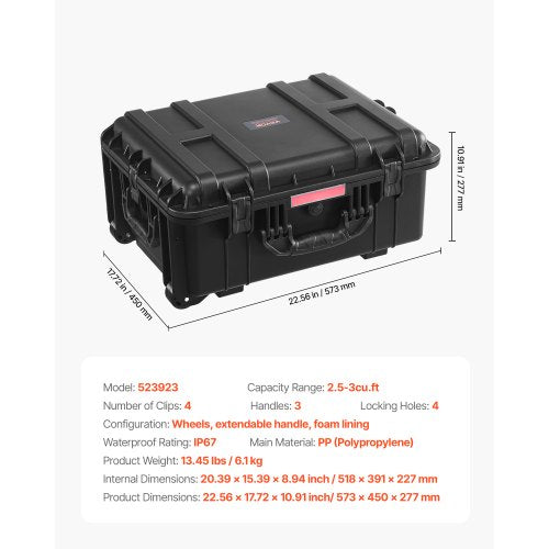 Weatherproof Hard Case Heavy Duty Protective Dry Box Case with PreCut