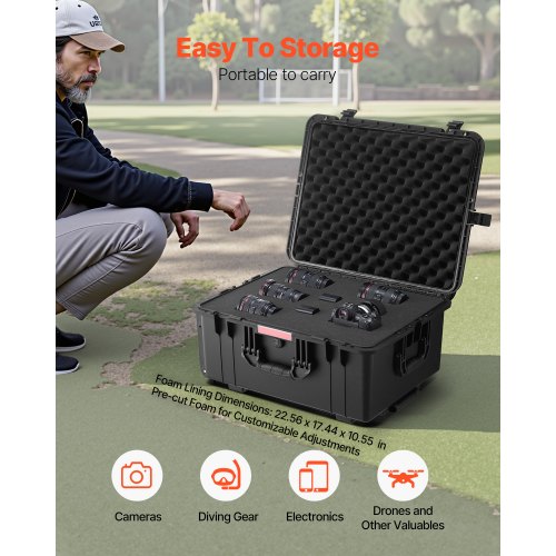 Weatherproof Hard Case Heavy Duty Protective Dry Box Case with PreCut