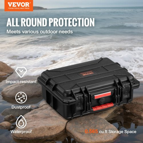 056 Cuft Weatherproof Hard Case with Handle Clips Padlock Holes PU Foam