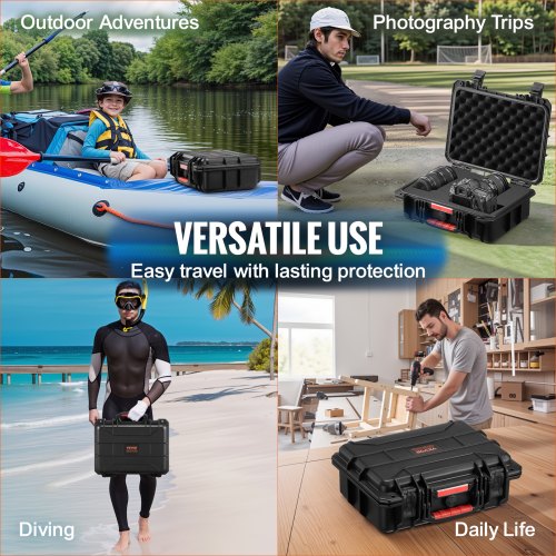 056 Cuft Weatherproof Hard Case with Handle Clips Padlock Holes PU Foam