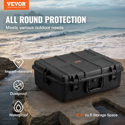 24 Cuft Weatherproof Hard Case with Handle Clips Padlock Holes Foam – 205 MM