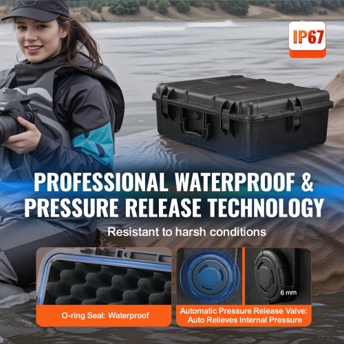 24 Cuft Weatherproof Hard Case with Handle Clips Padlock Holes Foam – 205 MM
