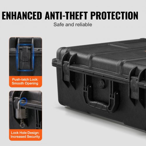 24 Cuft Weatherproof Hard Case with Handle Clips Padlock Holes Foam – 205 MM