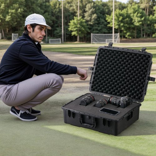 24 Cuft Weatherproof Hard Case with Handle Clips Padlock Holes Foam – 205 MM