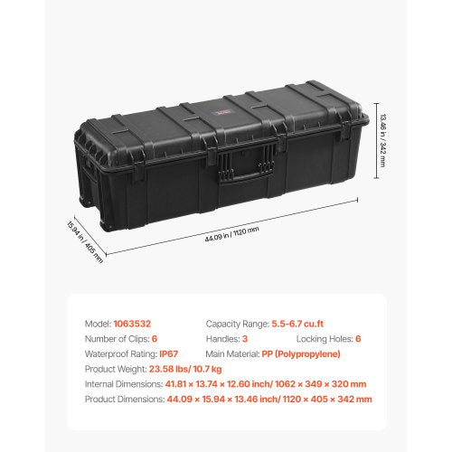 Weatherproof Hard Case Heavy Duty Protective Dry Box Case with PreCut Foam