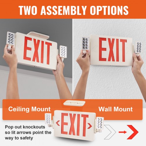 LED Exit Sign with Emergency Lights Two Heads Emergency Exit Light