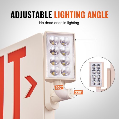 LED Exit Sign with Emergency Lights Two Heads Emergency Exit Light