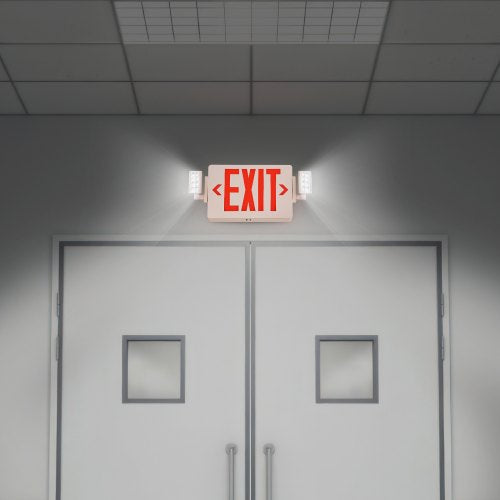LED Exit Sign with Emergency Lights Two Heads Emergency Exit Light