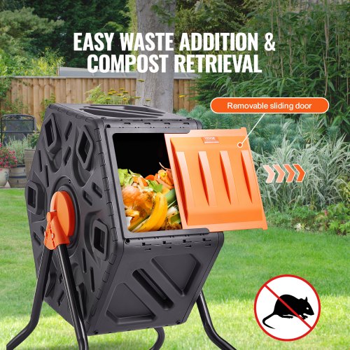 Compost Bin 18.5Gal Composting Tumbler Compact Single Rotating Chamber