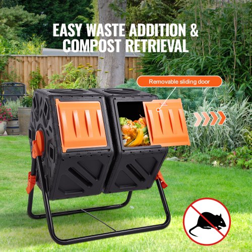 Compost Bin 37Gal Dual Chamber Composting Tumbler High Volume Two