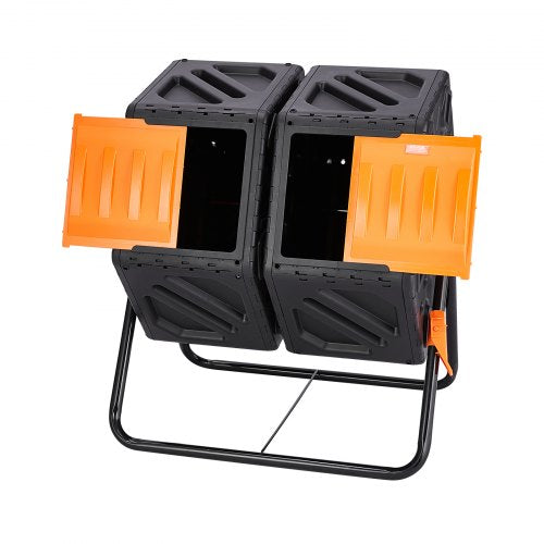 Compost Bin 37Gal Dual Chamber Composting Tumbler High Volume Two