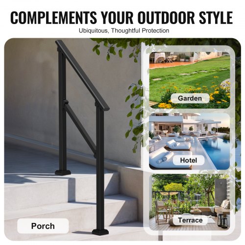 Handrails for Outdoor Steps 2 PCS 23 Step Stair Hand Rail Kit