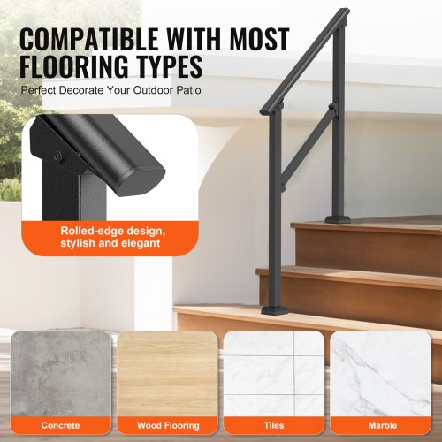 23 Handrails for Outdoor for Seniors Porch Deck Black Square Tube Steel –