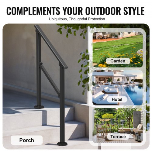 23 Handrails for Outdoor for Seniors Porch Deck Black Square Tube Steel –