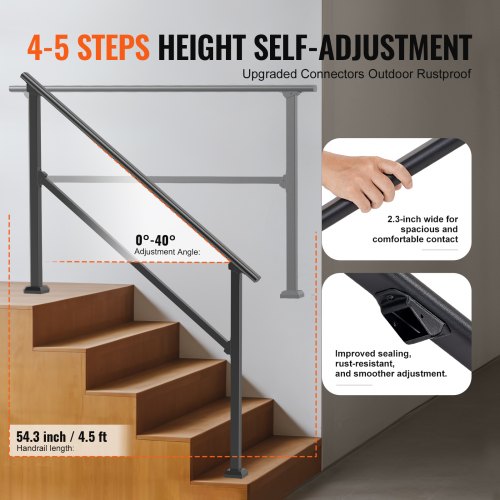 Handrails for Outdoor Steps 45 Step Stair Hand Rail Kit Transitional