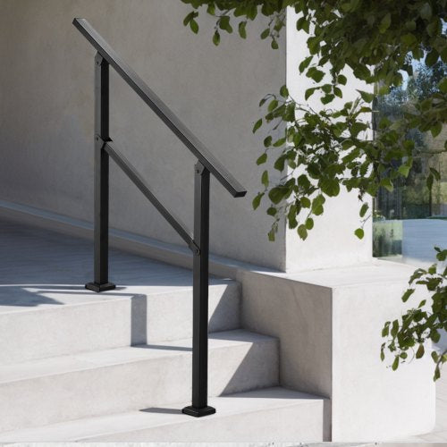 Outdoor Handrails for Steps 23 Step Stair Rail Kit Black Square Tube