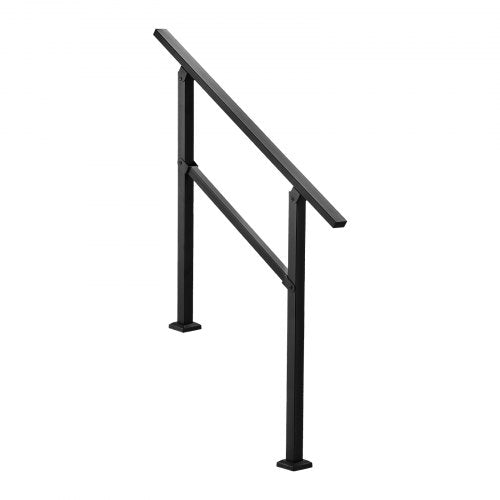 Outdoor Handrails for Steps 23 Step Stair Rail Kit Black Square Tube